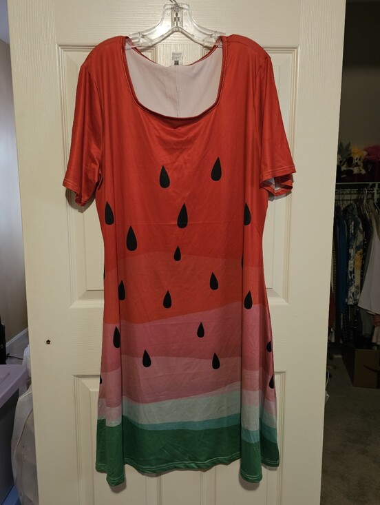 The Unbranded Brand Dresses & Skirts - Watermelon Print A-Line Dress in Red Pink Green Sz XXL